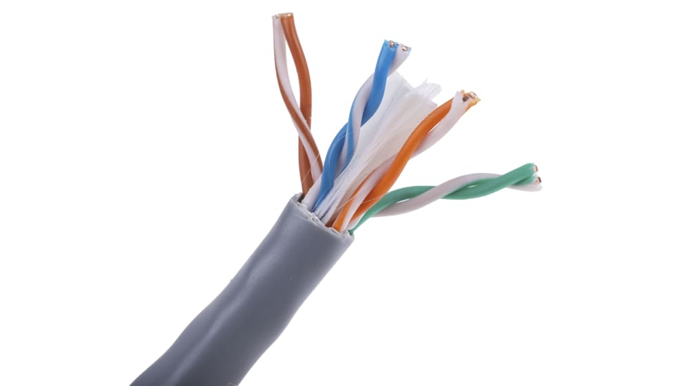 Cavo Ethernet Cat6 (U/UTP) RS PRO, guaina in PVC col. Grigio, L. 305m,  Senza terminazione