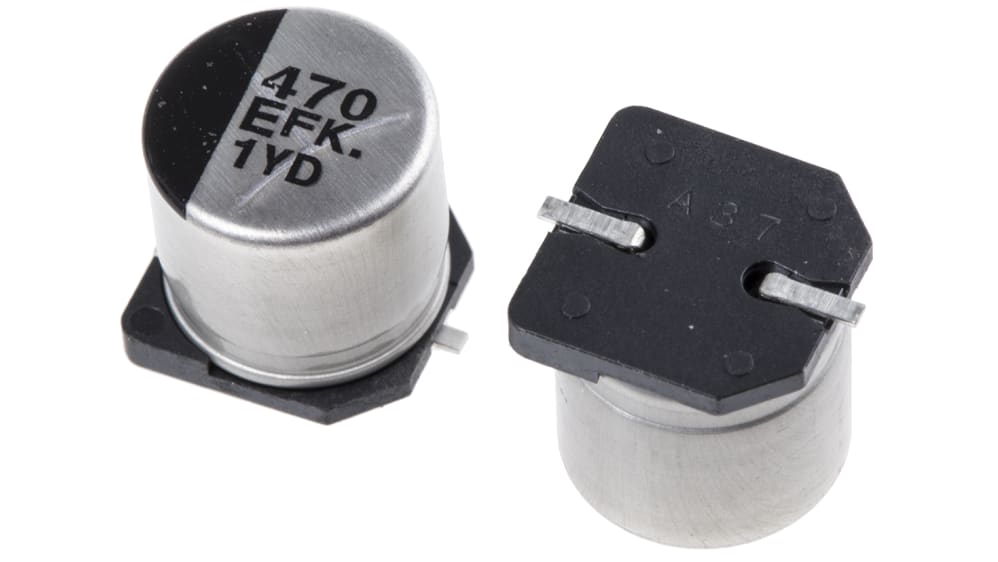EEEFK1E471AP | パナソニック 470μF,25V dc 電解コンデンサ, 表面実装