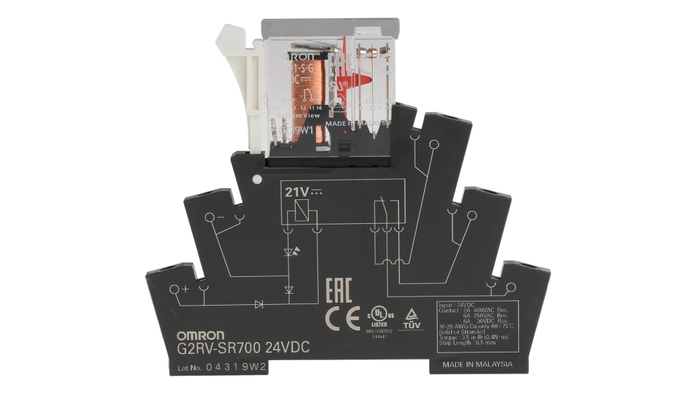 G2RV-SR700 DC24 | Omron DIN Rail Power Relay, 24V dc Coil, 6A