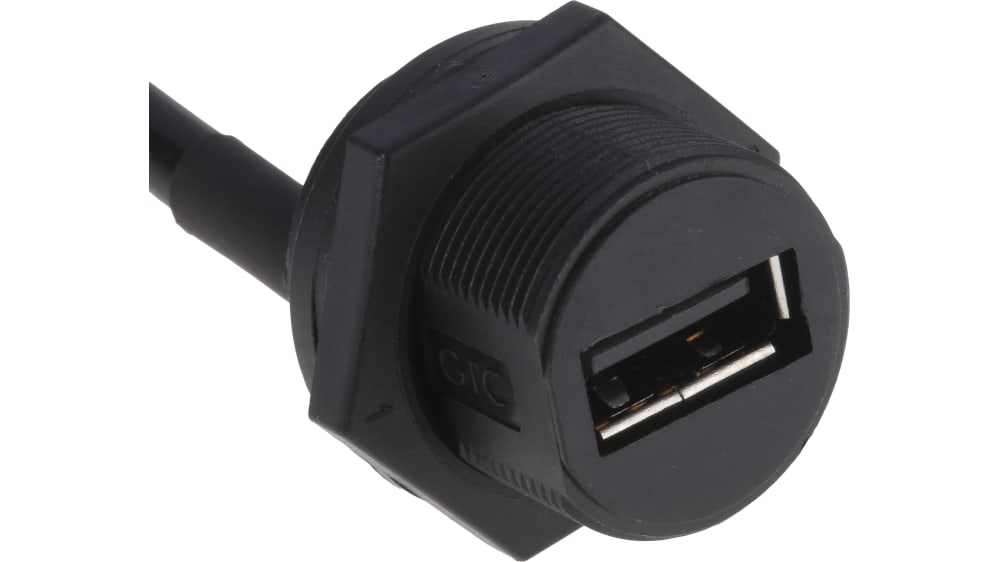 RS PRO Straight, Panel Mount, Female to Male Type C USB Connector