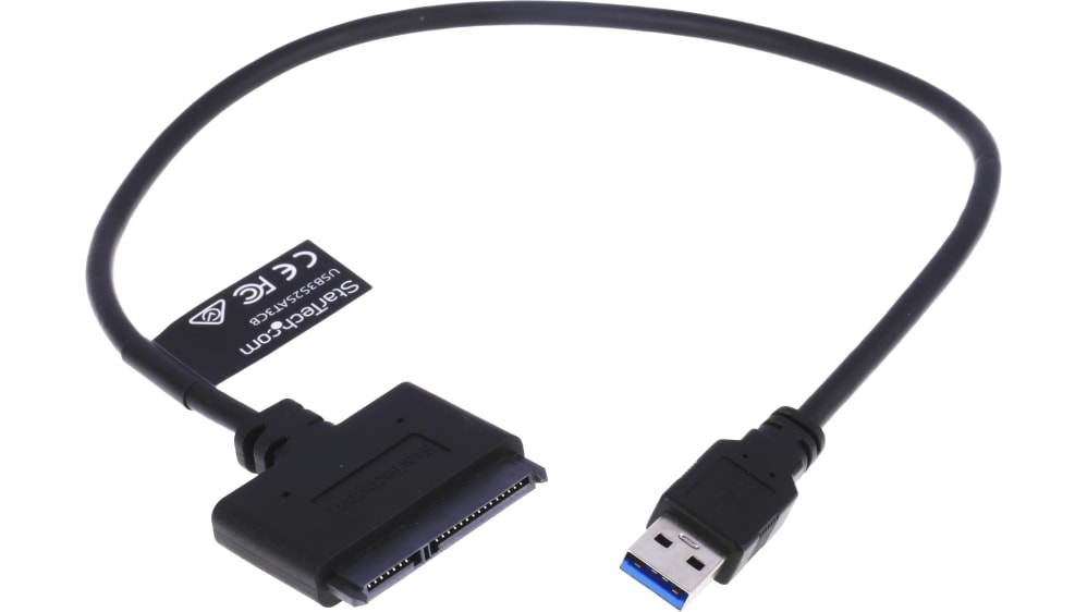 StarTech.com Câble adaptateur USB 3.0 vers SATA III pour HDD/SSD SATA 2,5  avec UASP - Convertisseur USB vers SATA pour disque dur - Noir  (USB3S2SAT3CB), Adaptateurs de stockage
