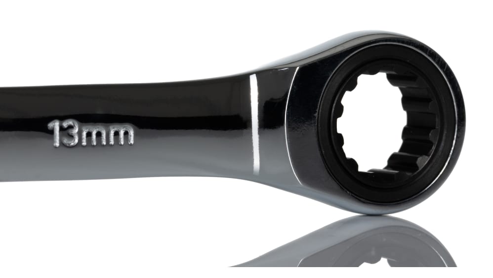 RS PRO Combination Ratchet Spanner Chrome Height Safe, 178mm
