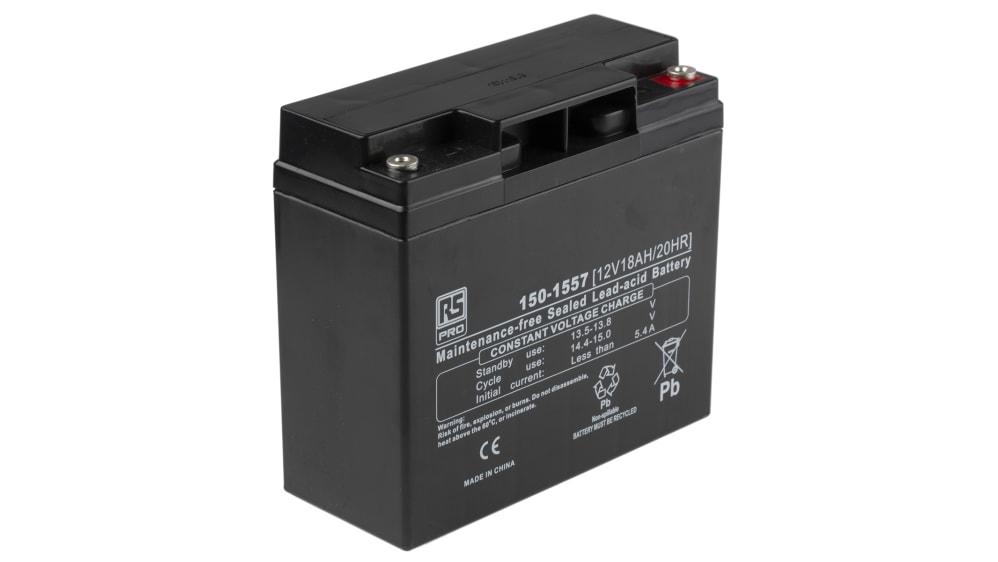 RS PRO 12V T12 Sealed Lead Acid Battery, 18Ah | RS