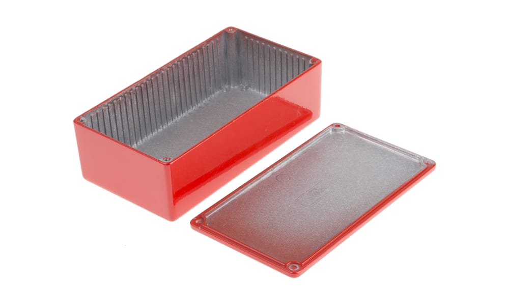 RS PRO Red Die Cast Aluminium Enclosure, IP54, Red Lid, 112 x 62 x 30.5mm RS PRO Red Die Cast Aluminium Enclosure, IP54, Red Lid, 112 x 62 x 30.5mm
