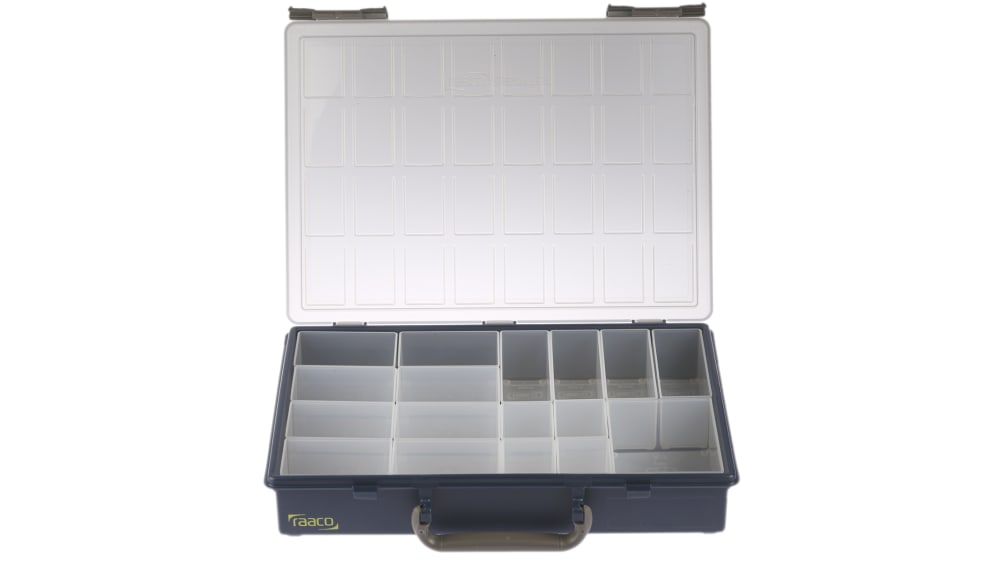 Caja organizadora Raaco de 17 compartimentos de PP Gris 340mm x