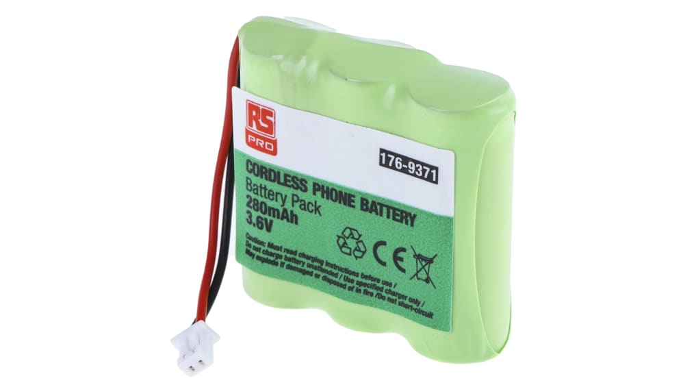 RS PRO 3.6V NiMH Rechargeable Battery Pack, 280mAh