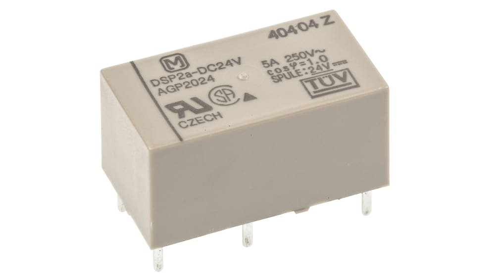 DSP2A-DC24V | Panasonic パワーリレー, 24V dc, DPST, 5A, PCB 