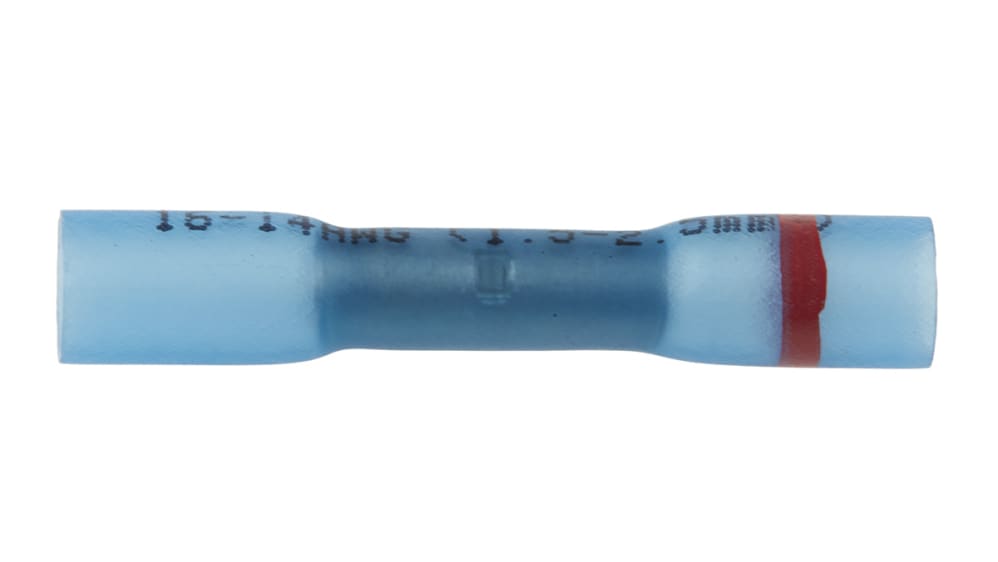Heschen Butt Splice Connector Heat Shrinkable Insulated BHT2 1.5-2.5mm2 (16-14 AWG) Electric Cable Shrinkable Tube Sleeve Wrap Blue 100 Pack