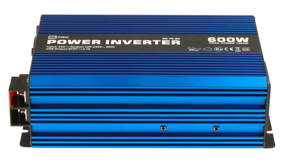 RS PRO Pure Sine Wave 600W Power Inverter, 24V Input, 230V