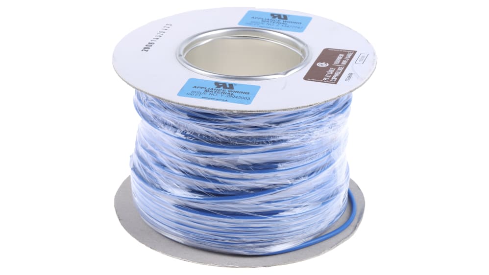 RS PRO, RS PRO Blue 1 mm² Hook Up Wire, 18 AWG, 16/0.2mm, 100m, PVC  Insulation, 256-7021