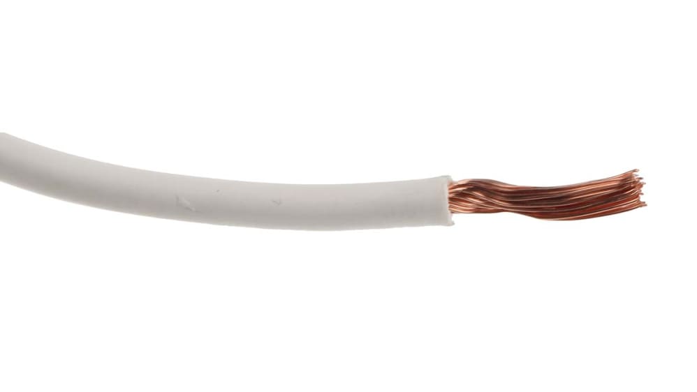 RS PRO, RS PRO White 2.5 mm² Hook Up Wire, 14 AWG, 100m, PVC Insulation, 201-0568