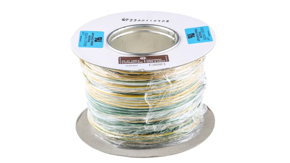 RS PRO Green, Yellow Hook Up Wire, 16 AWG, 30, 100 m | RS