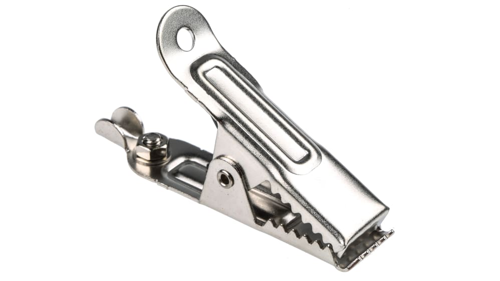 RS PRO Crocodile Clip Crocodile Clip Connection, Nickel-Plated Steel  Contact, 25A, Silver