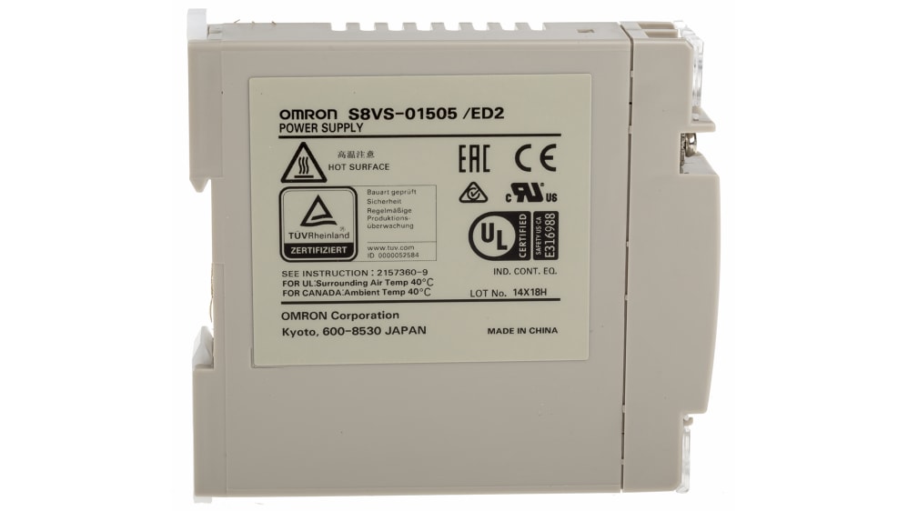 Omron スイッチング電源 5V dc 2A 15W S8VS-01505 | RS