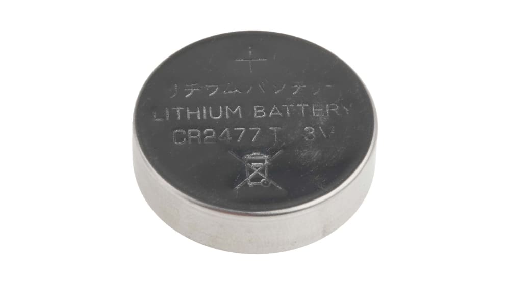 Pila de botón CR2450, 3V, 620mAh, litio - dióxido de manganeso Código RS:  866-0679