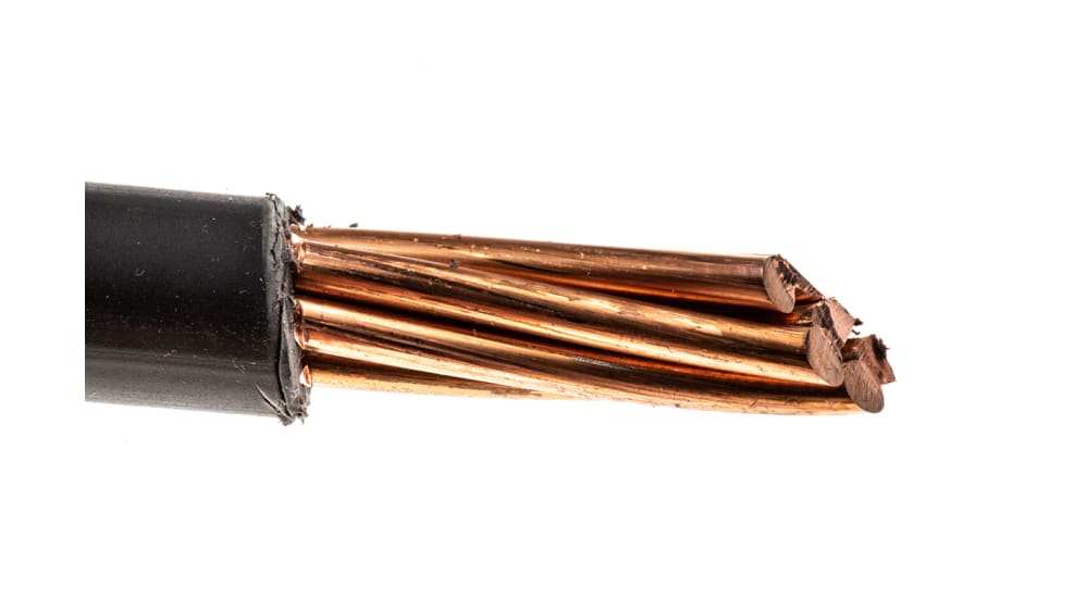 RS PRO Black 35mm² Hook Up Wire, 7/2.52 mm, 50m, PVC TI1