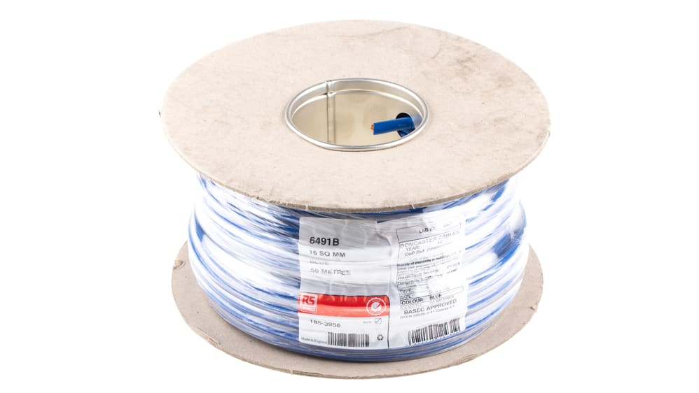 RS PRO H07V-R Series Blue Hook Up Wire, 7, 50 m, Thermoplastic