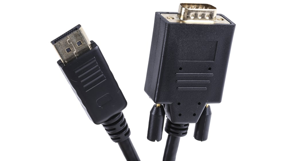 Cable DisplayPort negro RS PRO con. B: VGA macho, long. 1m