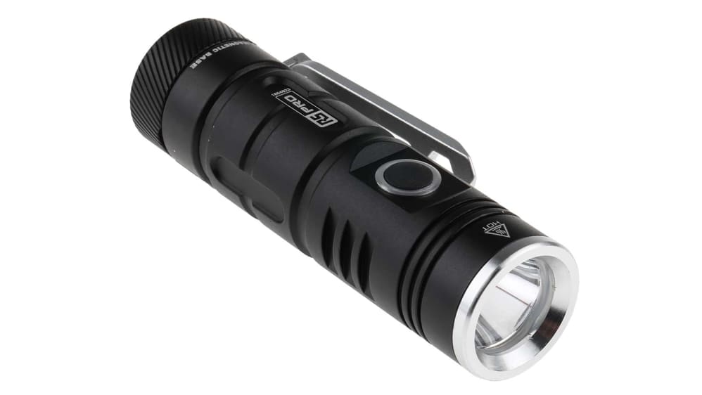 Lampe de poche RS PRO LED Rechargeable, Noir, 600 lm, IPX4