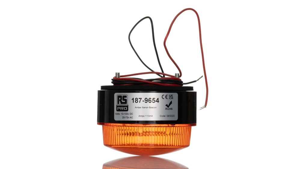 RS PRO 信号灯 キセノン灯アンバー 10 → 100 V dc 、 20 → 72 V ac | RS