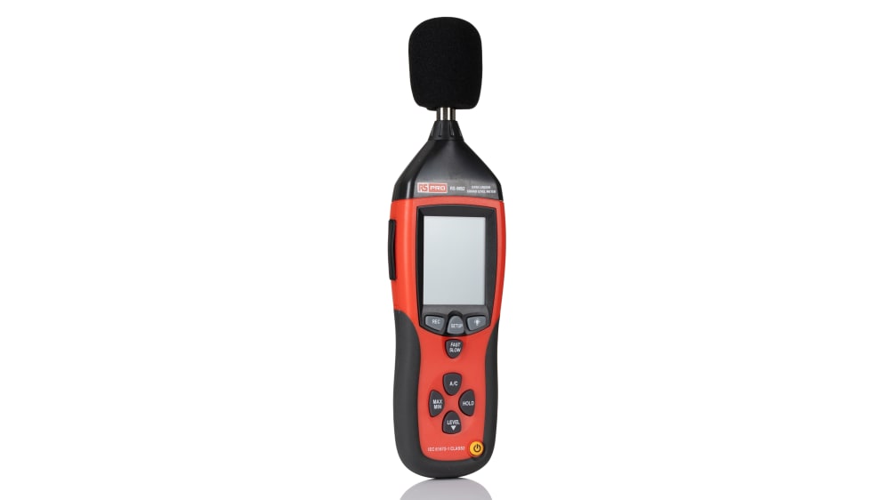 Testeur de niveau sonore avec enregistreur de données portable, sonomètre avec enregistrement de 31 000 données et exportation, sonomètre rechargeable avec sortie fréquence CA/CC, alarme 3 couleurs