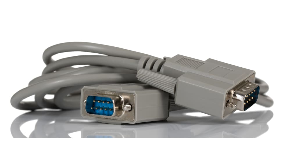 RS PRO Male Pin D-sub to Male Pin D-sub Serial Cable, 2m PVC RS