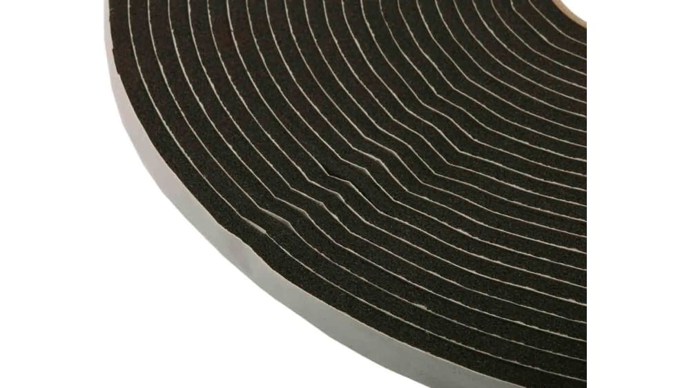 RS PRO PVC Schaumstoff Klebeband, Schwarz, Stärke 6mm, 12mm