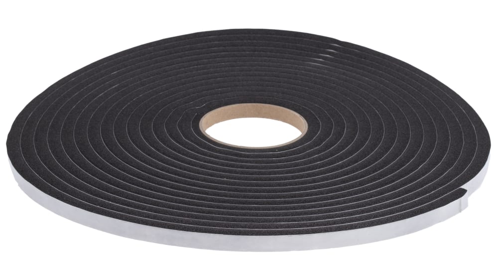 RS PRO PVC Schaumstoff Klebeband, Schwarz, Stärke 10mm, 12mm x 10m