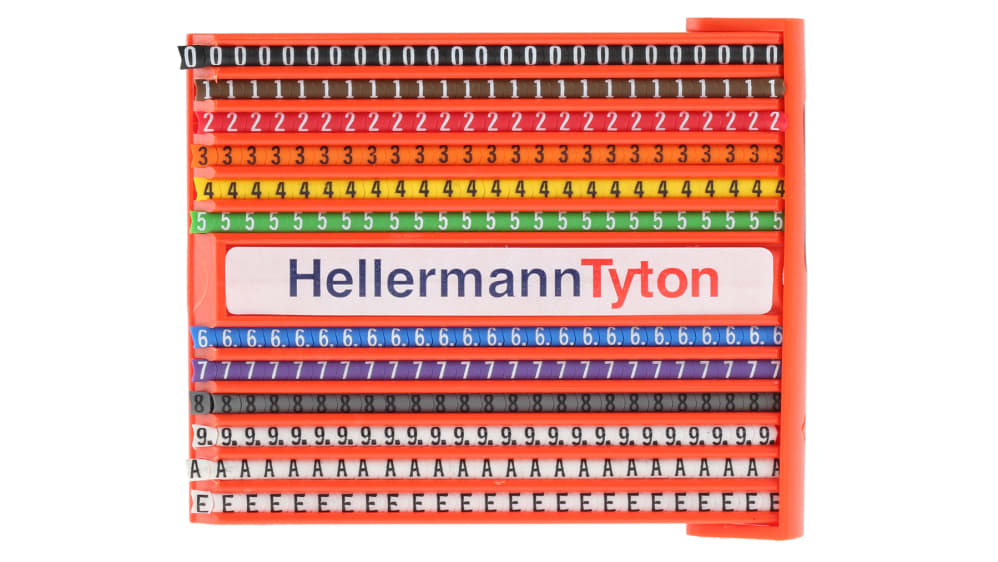 530-00161 HOPC30-PVC-MIX HellermannTyton, HellermannTyton HOPC Slide On  Cable Marker Kit, Black, Blue, Brown, Green, Grey, Orange, Red, Violet,  White, Yellow,, 364-6700