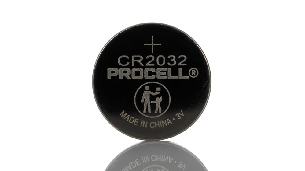 Pila de botón CR2032, 3V, 245mAh, litio