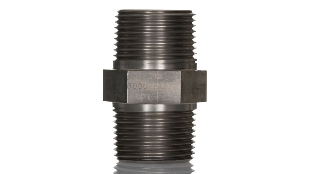 Raccord Tuyau Acier Inoxydable 304 - Mamelon Hexagonal Filetage Mâle BSP NPT Haute Pression - 1 Pièce