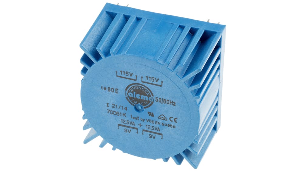 Nuvotem Talema トロイダルトランス,1次：230 V ac,2次：2 x 9 V ac 25