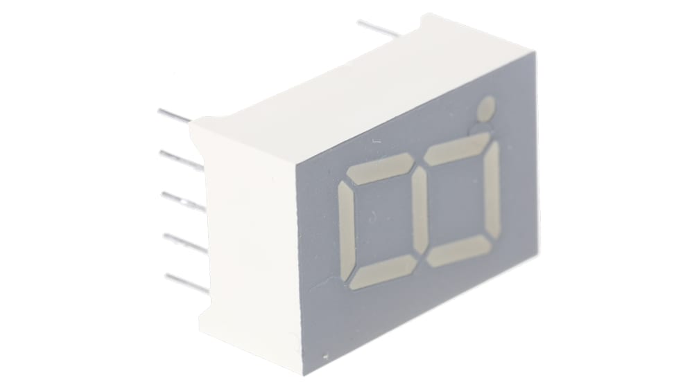 SA05-11EWA Kingbright 7-Segment LED Display, CA Red 7.6 mcd RH DP 