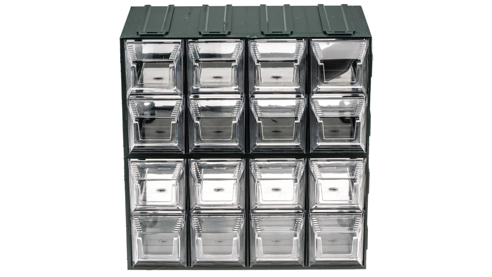 RS PRO パーツキャビネット 16個, 奥行:208mm, 高さ:208mm | RS