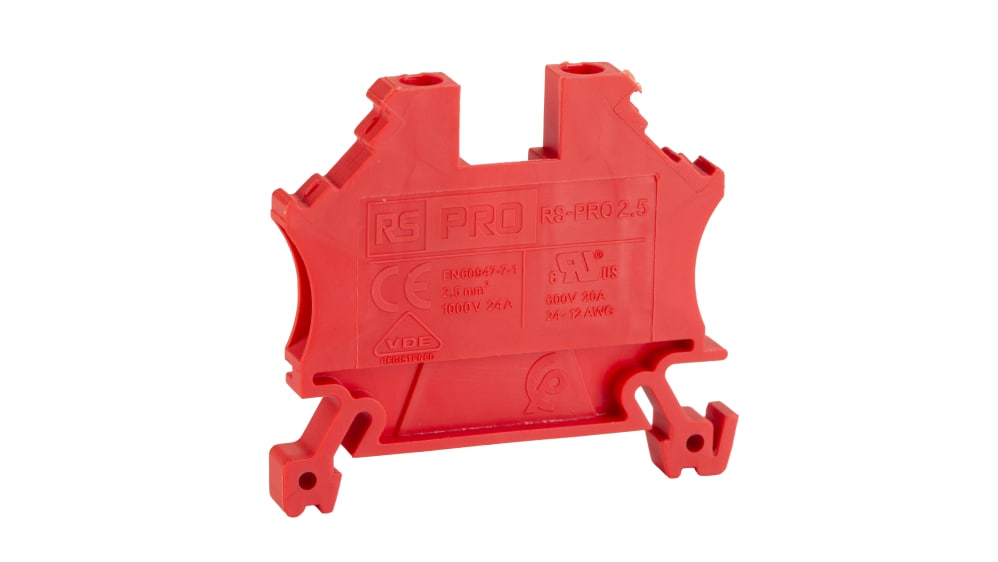 RS PRO Reihenklemme Einfach Rot, 1000 V / 24A, mit