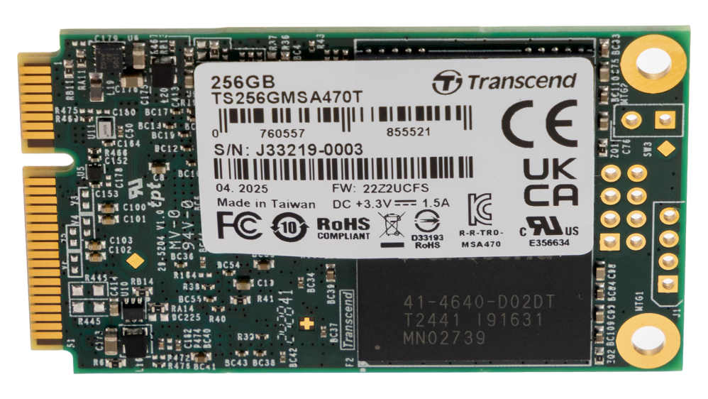 TS256GMSA470T | Transcend SSD MSA470T mSATA 内側 AES-256 | RS