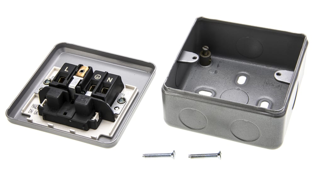 Prise De Courant 2P+T à Vis Composable IP55 IK08 Gris Appareillage Etanche Sup Ip55 Mureva Styl 3606480789601