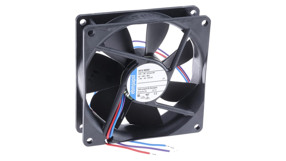 ebm-papst 軸流ファン 電源電圧：12 V dc, DC, 92 x 92 x 25mm