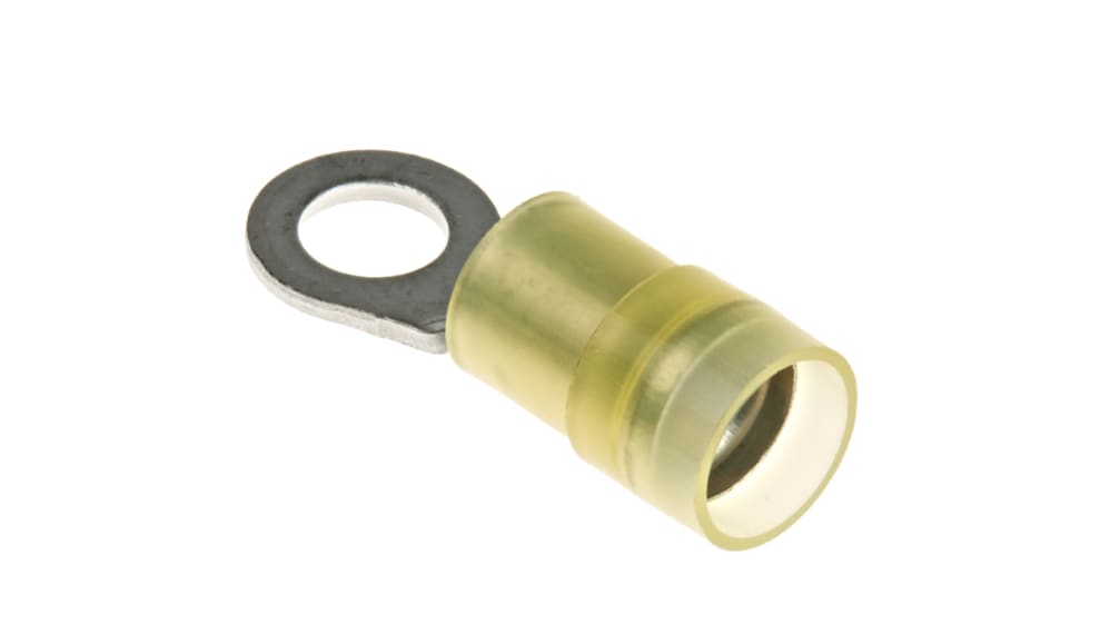 RS PRO, RS PRO Insulated Ring Terminal, M10 Stud Size, 2.5mm² to 6mm² Wire  Size, Yellow, 208-2537