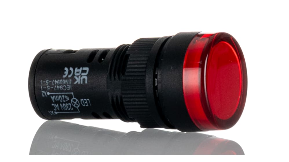 RS PRO パイロットライト LED パネル 赤 16 mm 丸型 IP44、 230V ac | RS