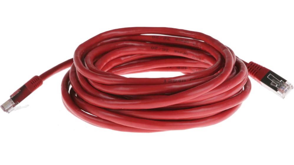 RS PRO, 5m Cat5, Red RJ45 to Male RJ45 Male, F/UTP Shielded
