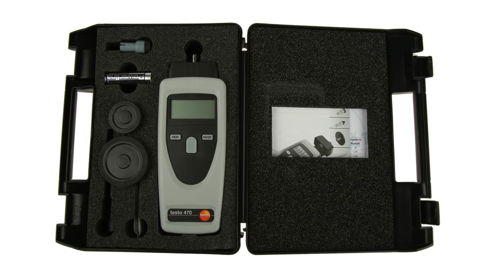 Tachymètre Testo 0560 0460 - Mesure Optique De Tours, Écran Rétroéclairé, Avec Capuchon De Protection Et Piles