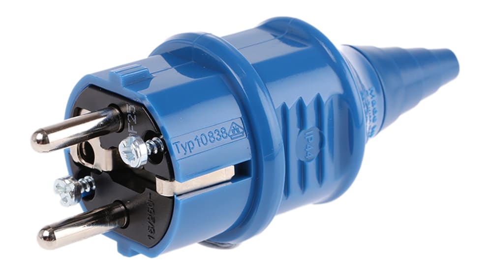 10838 | MENNEKES French / German Mains Plug, 16A Blue, Cable