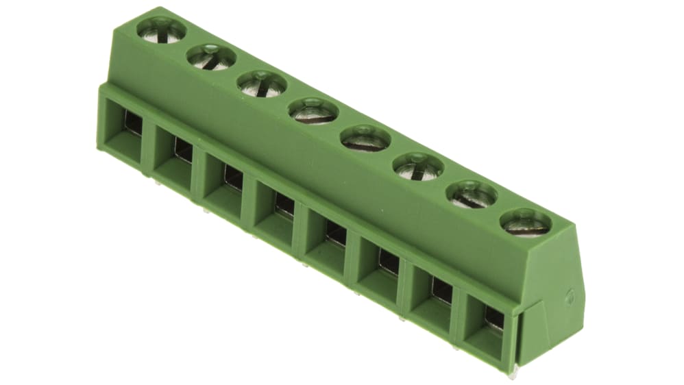 282836-8 | TE Connectivity 基板用端子台, Buchananシリーズ, 5mmピッチ , 1列, 8極, 緑 | RS 282836-8 | TE Connectivity 基板用端子台, Buchananシリーズ, 5mmピッチ , 1列, 8極, 緑 | RS