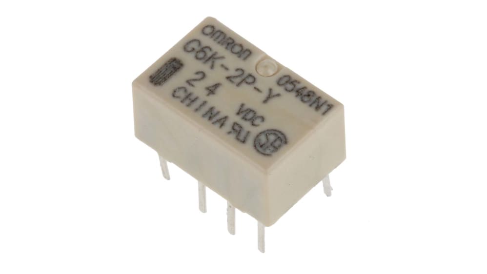 オムロン シグナルリレー, 24V dc, DPDT, 基板実装, G6K-2P-Y オムロン シグナルリレー, 24V dc, DPDT, 基板実装, G6K-2P-Y