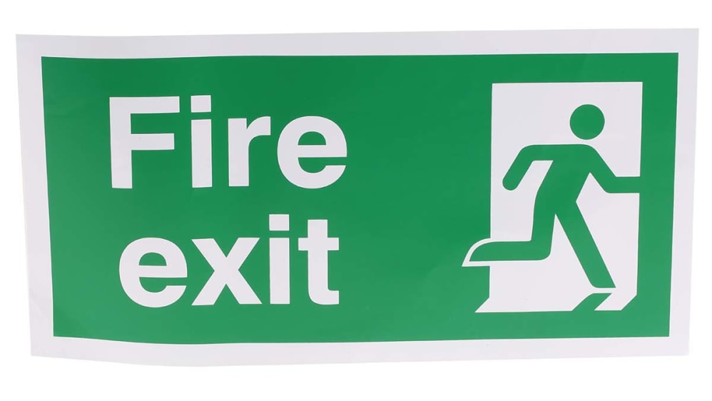EXIT US看板　出口灯 出口標識 RS PRO 英語 FIRE EXIT ビニール 緑, 白 300mm x 150 mm | RS