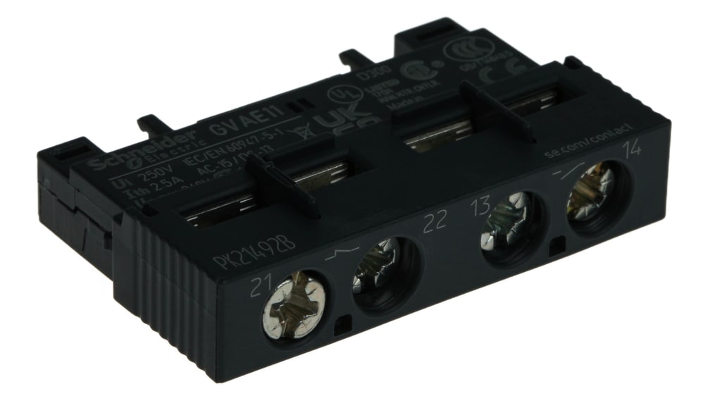 Schneider Electric 補助コンタクト, 2極 1 NO / 1 NC, GVAE 前面 