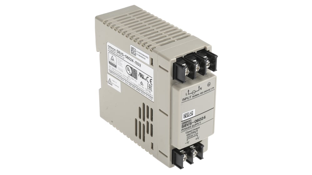 Omron DINレール取付け用スイッチング電源, S8VS-06024, 出力：2.5A, 定格：60W 入力電圧：ac 出力電圧：dc 24V  dc/ RS