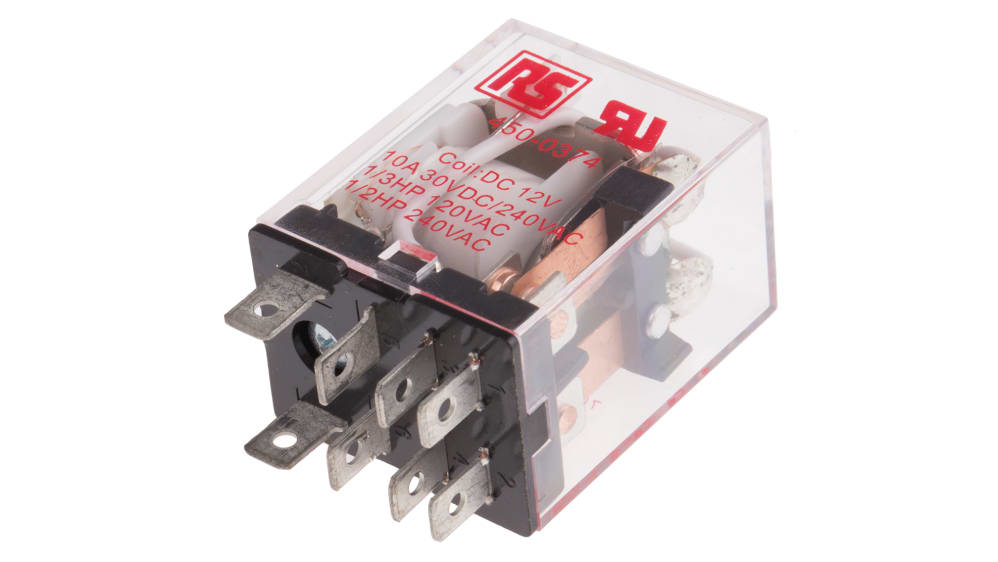 RS PRO Plug In Power Relay, 12V dc Coil, 10A Switching Current