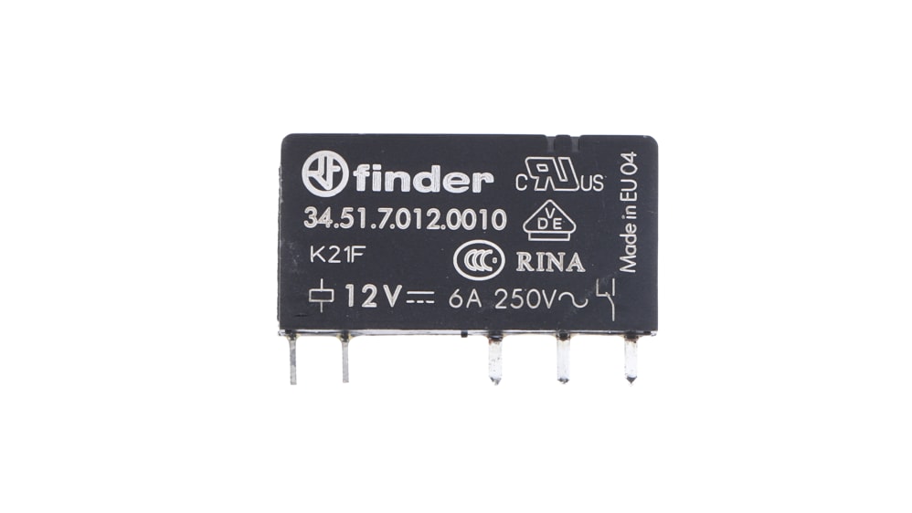Finder 345170120010 - Rel&eacute; Circuito Stampato 1RT 6 A 12 Vdc Agni, Spessore 3,5 Mm